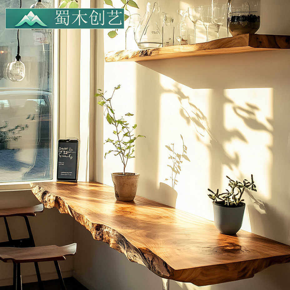 客厅诧寂风长方形老木头大板桌