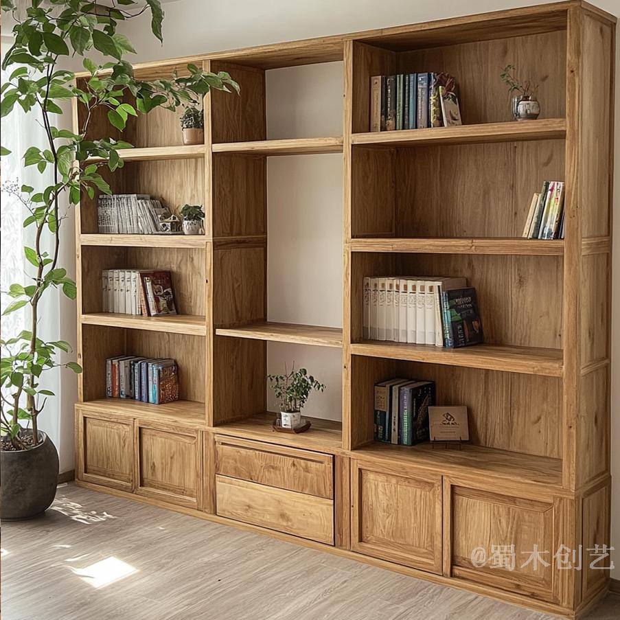 老榆木电视柜家装格子架