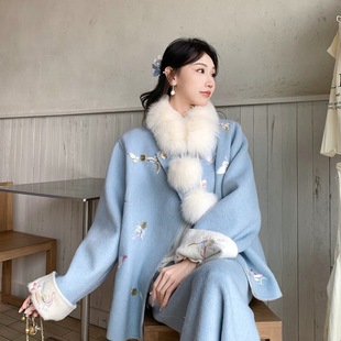 含100绵羊毛 气质刺绣两面穿羊毛外套 W344 式 玥儿家国风新中式