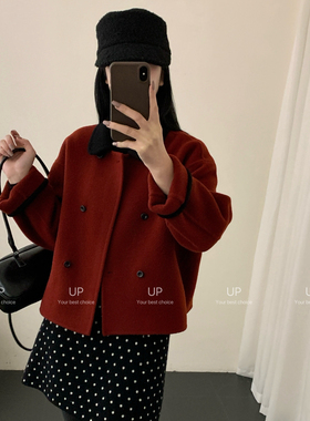 玥小个天菜自留小香风拼接短外套羊毛外套(含10羊绒)000265