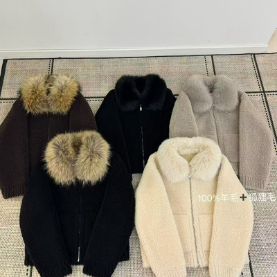 玥儿家羊毛外套(配可拆卸真狐狸毛毛领)（含100绵羊毛）PSdt9884