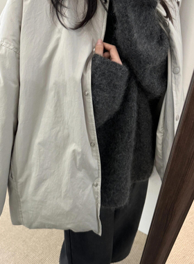 玥儿家冬上新极简风圆领宽松绗缝保暖羽绒服外套BK59116