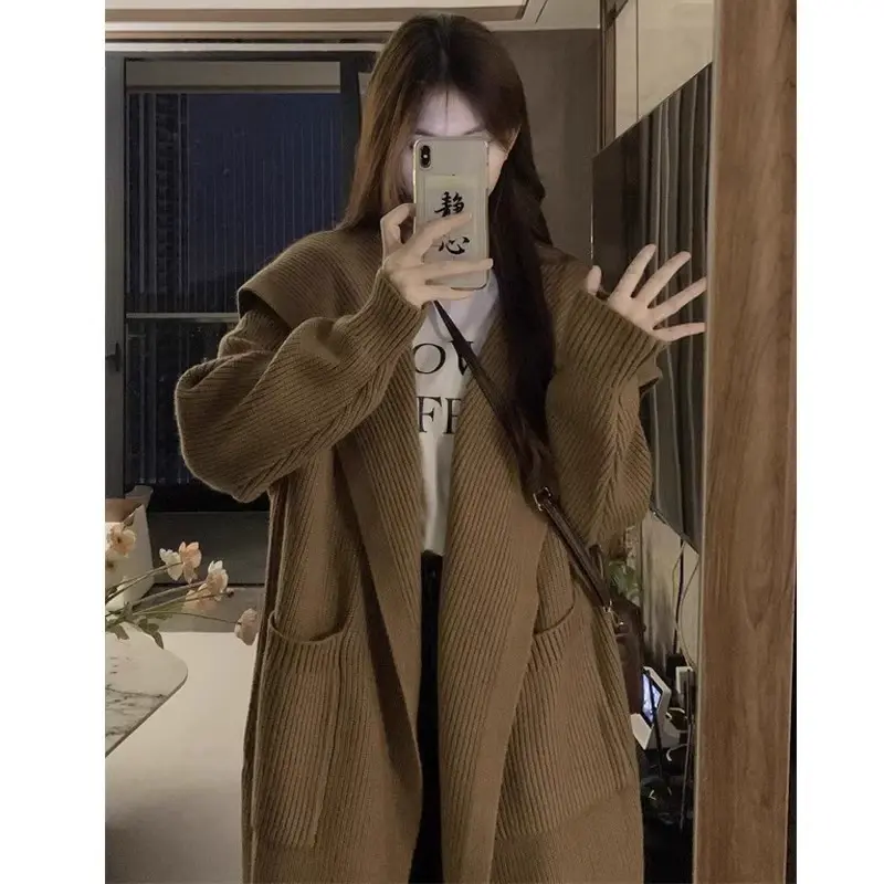 玥儿设计厚中长款开衫毛衣外套女针织衫大衣针织开衫ZT-XMJ-513