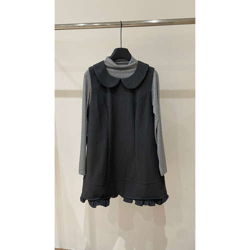 东大门设计师品牌秋款韩系简约小个子背心裙+打底衫两件套套71980