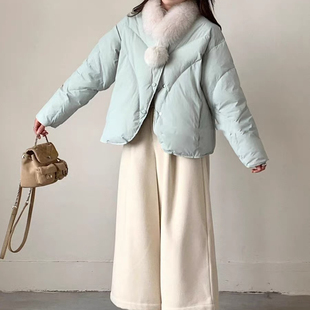 玥儿家好看保暖羽绒服外套 2558 配可拆真狐狸毛毛领