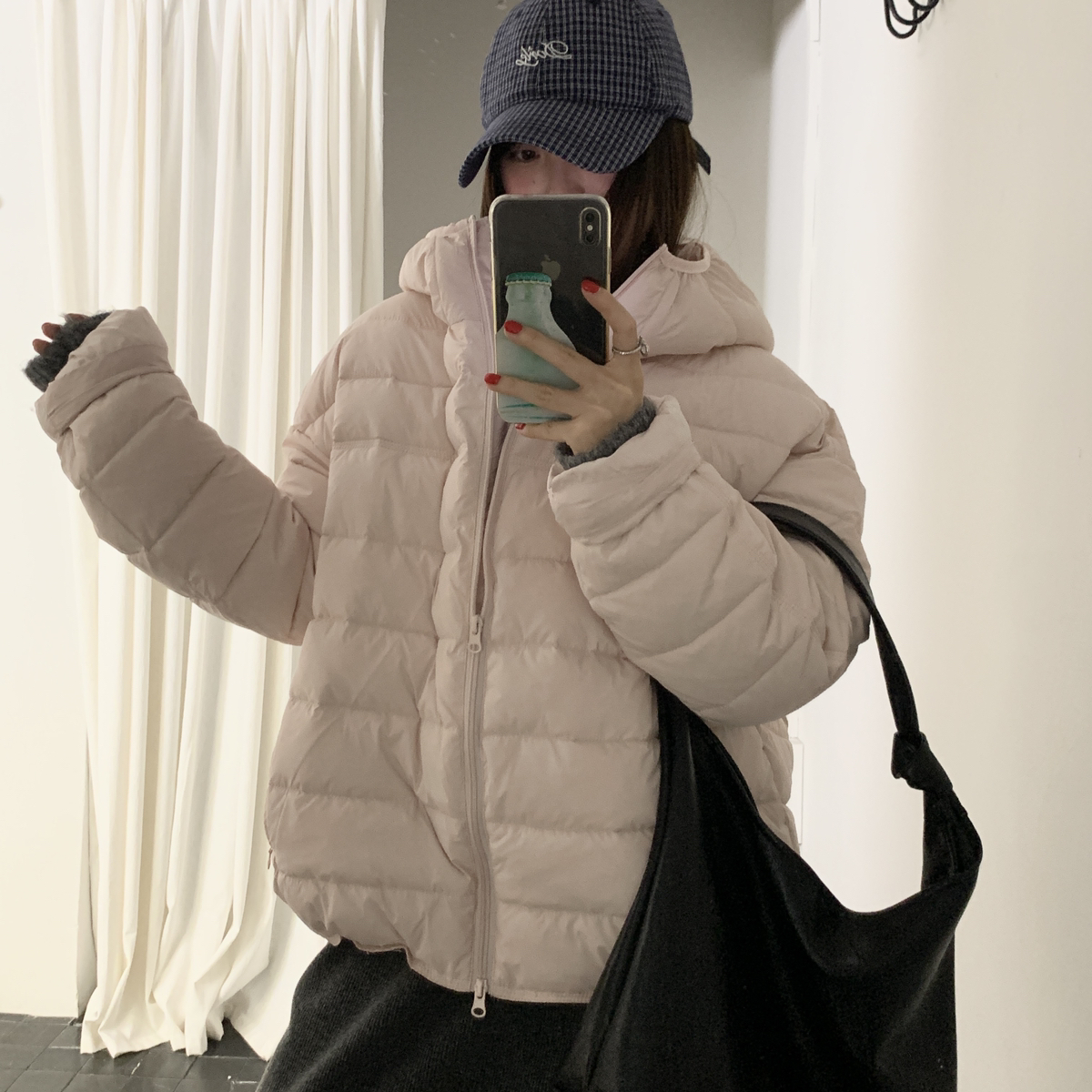 玥儿小众连帽小排骨石墨烯云绒宽松休闲百搭棉服外套棉服25890