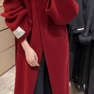 含100澳毛 配腰绳 5008 旦喜庆羊毛外套 玥儿家红正红圣诞元