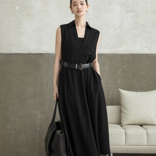 玥儿袖 配腰带 不含内搭 OPS4374 翻领收腰通勤气质连衣裙