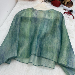 t792 YS1 玥儿小众早春上新极简大牌老钱新中式 桑蚕丝彩金琉小衫