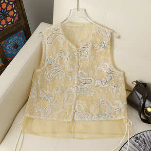 玥儿欧根纱腰果花亮丝蕾丝马甲 内搭 项链 HSN01458229 不含下装