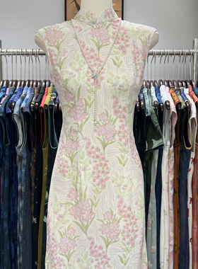 玥儿家上新新中式文艺复古旗袍裙无袖连衣裙(不配项链)882652