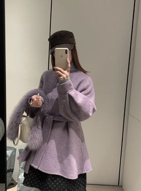 玥儿外套(配毛领狐狸毛真毛可拆卸,腰绳)(含70.2羊毛)112607W02