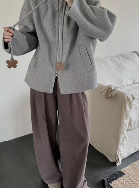 玥儿家面羊绒羊毛呢子连帽毛呢小个子羊毛外套（含100澳毛）18855