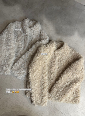 一善服饰冬上新韩系温柔羊卷毛仿托卡皮毛一体立领短外套26927