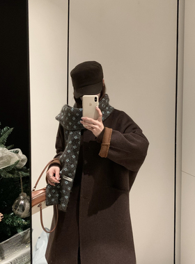 玥儿约超韩拼色氛围感不挑人显瘦羊毛外套(含70绵羊毛)01048W10