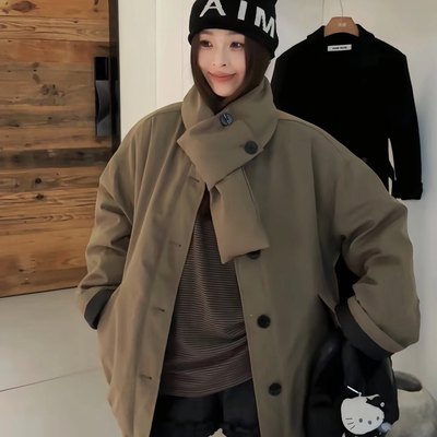 玥儿装新款欧货廓形带韩国中长款保暖羽绒服外套YD716