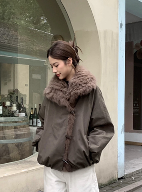 玥儿家毛领派克服保暖羽绒服外套(配可拆卸真狐狸毛毛领)nx55515