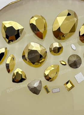 秋季新款奥地利施家水晶001AUR金色异形钻4470肥方马眼尖底钻美甲