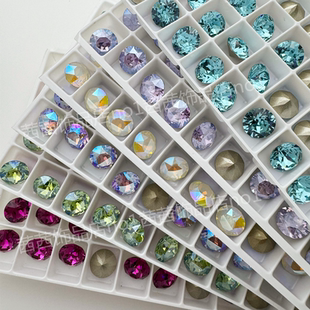 多色 月光穿戴甲配钻 施家水晶1088尖底钻美甲圆形堆钻球SS39闪烁
