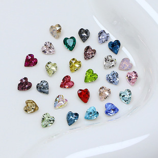 东洲水晶美甲钻尖底爱心5.5MM指甲饰品美甲贴钻K9桃心穿戴甲用钻