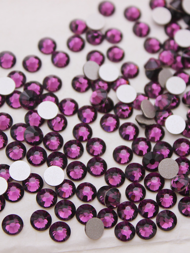 施家水钻2088深紫平底圆形美甲钻