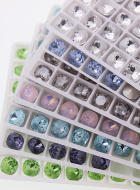 东洲水晶肥方K9水晶钻8MM多切面指甲饰品粉绿色湖蓝色美甲水钻