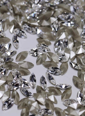 施家水晶4228尖底马眼001白色钻进口华子钻美甲饰品DIY穿戴甲堆钻