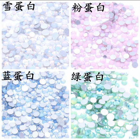 diy平底圆形玻璃美甲饰品粘钻