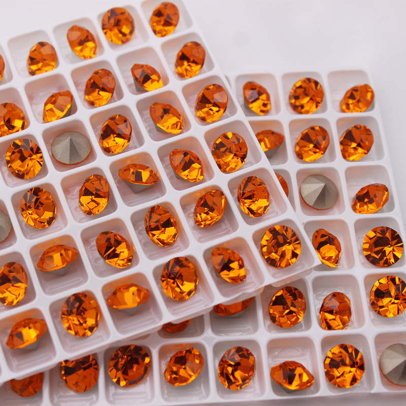 进口水钻太阳红尖底圆形钻饰品钻