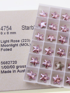 奥地利施钻华子水晶4754尖底海星星钻美甲戒指贴钻223mol月光浅粉