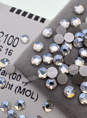 施家水晶2100五角星切面平底圆形钻001MOL月光白美甲饰品华子钻