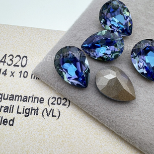 施家水晶华子钻4320尖底胖水滴202VL海蓝紫光美甲钻穿戴甲堆钻球