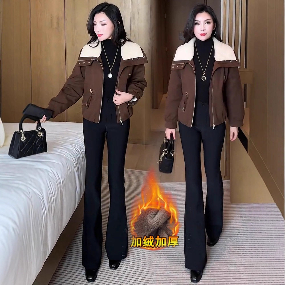 加绒加厚短款派克服外套女2025冬季新款洋气小个子百搭保暖棉袄潮