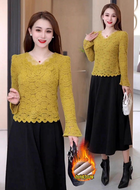 蕾丝打底衫2025冬季新款女款轻奢亚马逊今年流行爆款内搭叠穿小衫