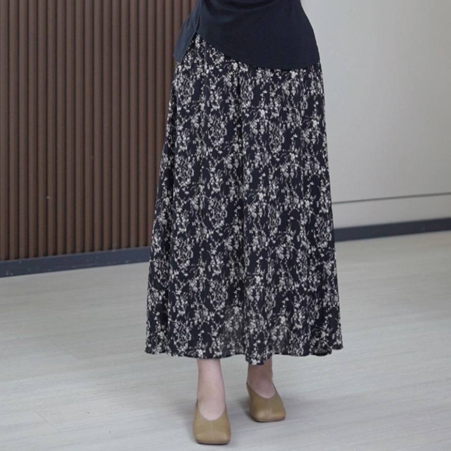 碎花鱼尾半身裙夏季大码显瘦素雅甜美减龄A字沙滩裙涤纱中长裙