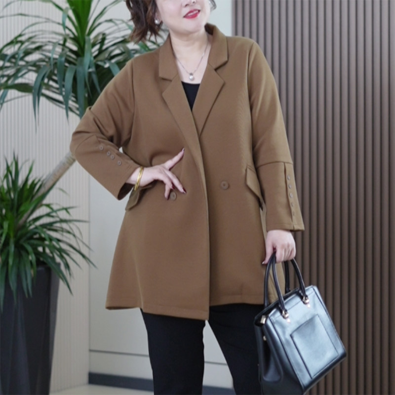 刷毛米妮奥代尔中长款西装外套时尚有型软糯新幼棉大码秋季风衣女
