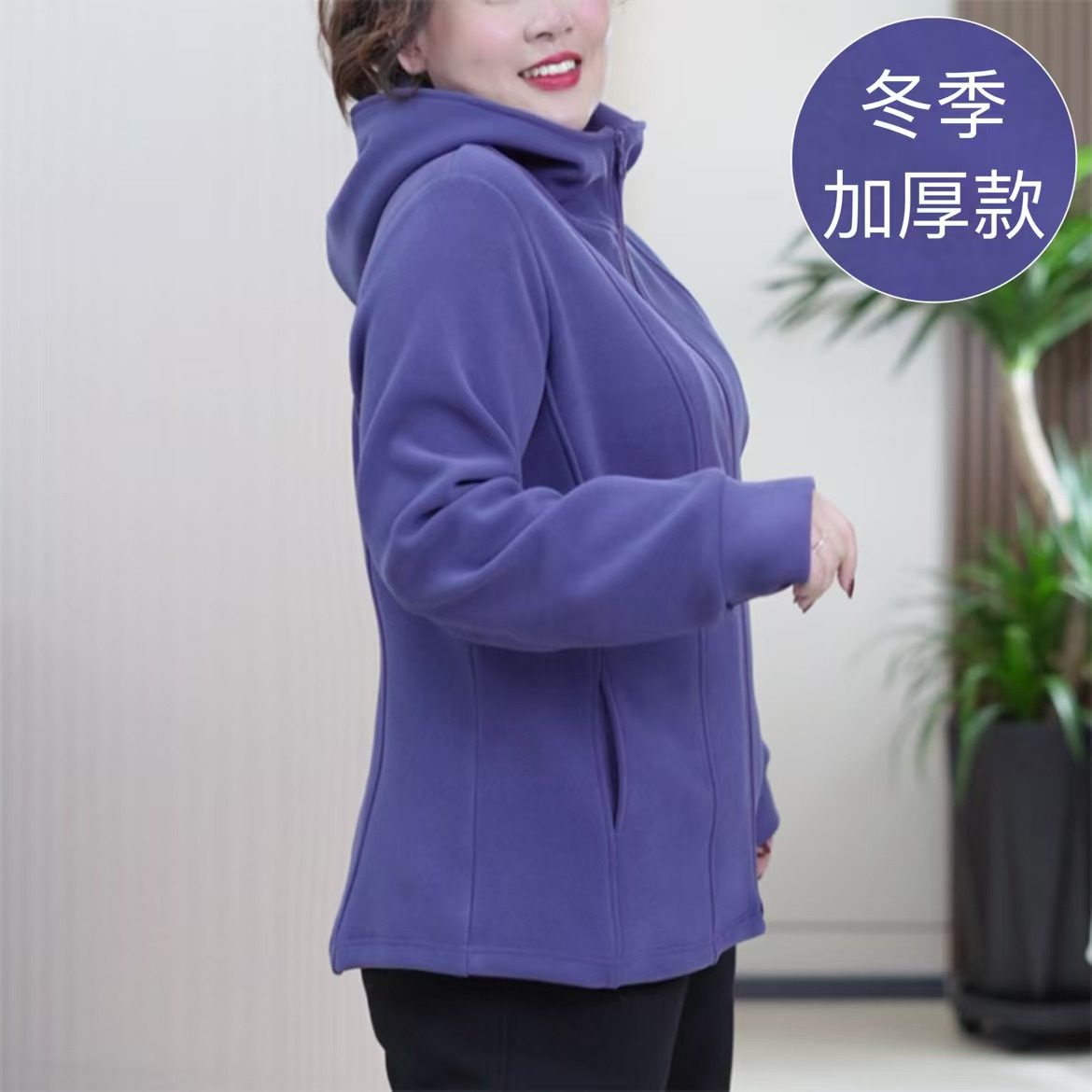 【小蛮腰冬季加厚款】防风双面慕斯绒保暖蓄热加大码连帽短款外套