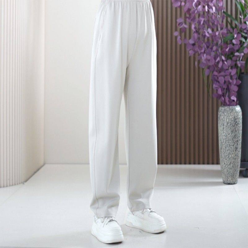 蜂窝竹纤维直筒裤加大码弹力顺滑百搭遮胯显瘦春季新款休闲长裤女