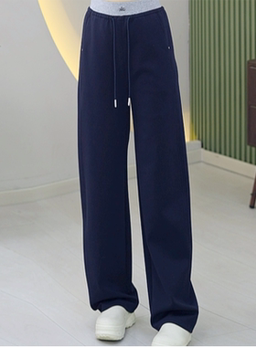 丝舒棉撞色茄子裤大码时尚LU系舒适弹力宽松春季百搭直筒休闲裤女