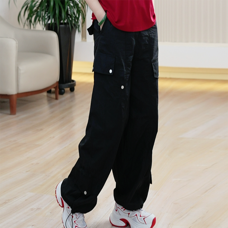 夏季coolmax速干透气工装裤女大码休闲腿弯救星两穿阔腿伞兵长裤