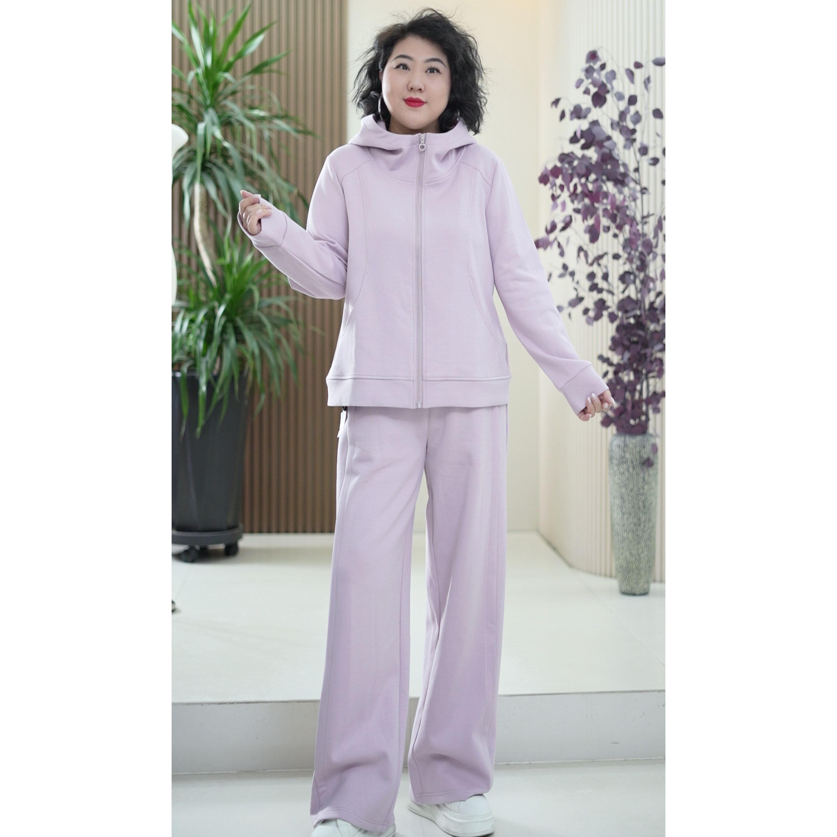 果冻棉套装【成套更省钱】大码显瘦连帽外套女休闲春季运动阔腿