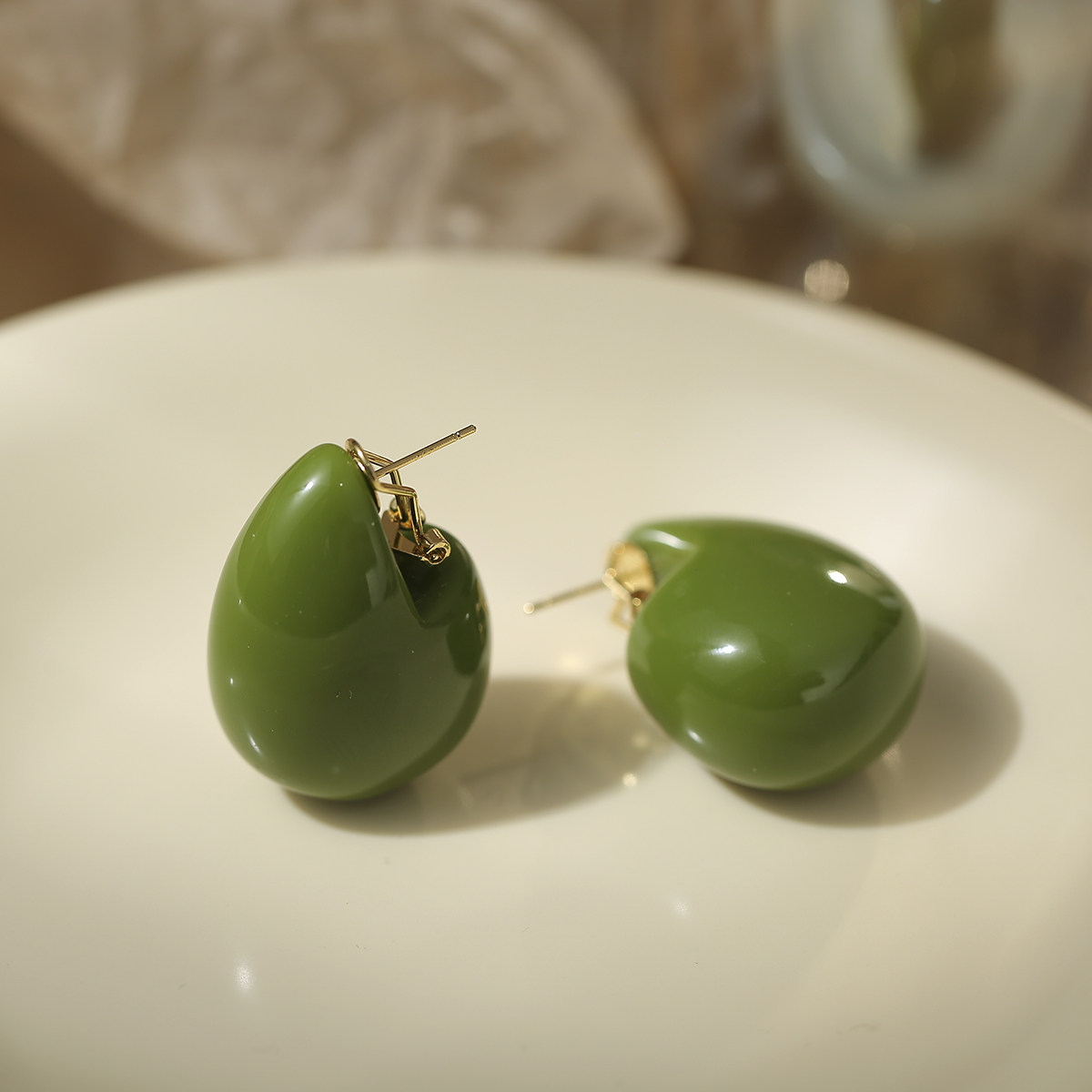 LJW 绿色树脂大水滴耳环女欧美轻奢小众设计高级感亚克力耳钉耳饰,饰品/流行首饰/时尚饰品新,耳环,淘宝优惠券,粉丝福利购,淘宝优惠卷