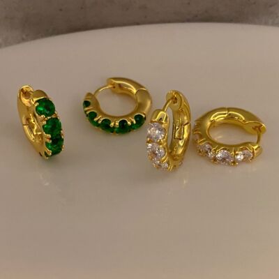 ins同款欧美风时髦感绿宝石耳圈