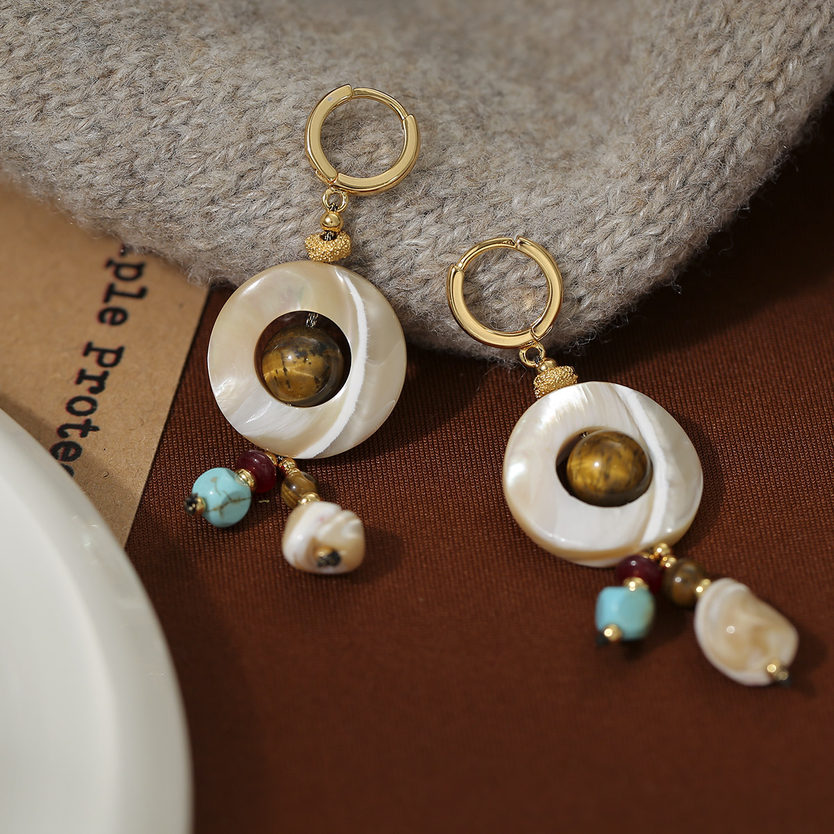 LJW 民族风天然石海螺贝壳流苏耳环小众设计气质耳环精致流苏耳坠,饰品/流行首饰/时尚饰品新,耳环,淘宝优惠券,粉丝福利购,淘宝优惠卷