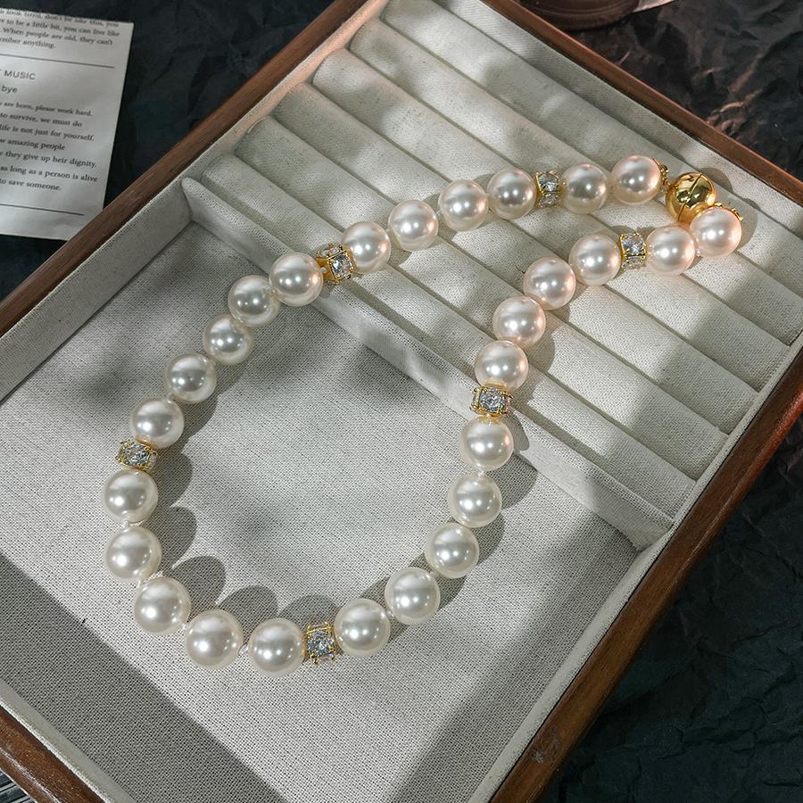 高级感重工施家大颗珍珠项链