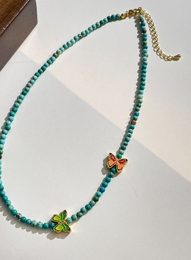 绿松石蝴蝶串珠锁骨链