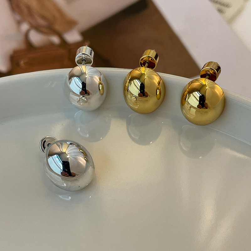 法式复古椭圆小糖豆耳钉