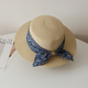赫本风优雅蝴蝶结遮阳草帽女夏季 出游度假田园风防晒平顶草编礼帽
