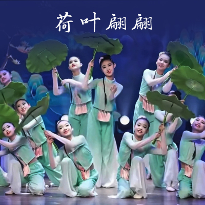 小荷叶舞蹈服荷叶翩翩莲叶翩翩演出服古典舞如梦令表演服儿童道具