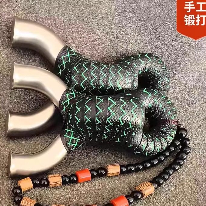 忆童户外钛合金tc21锻打加大圆撑头飞虎叉扁皮大威力精准冷弯弹弓